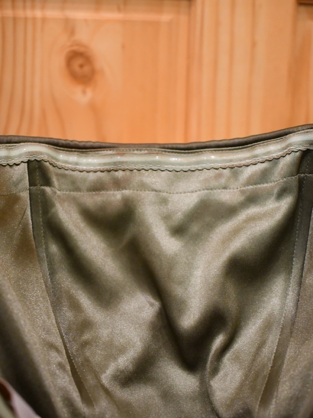 Revelry Saylor Satin Pleated Strapless Maxi Dress in Deep Olive Green 6 - Picture 12 of 12